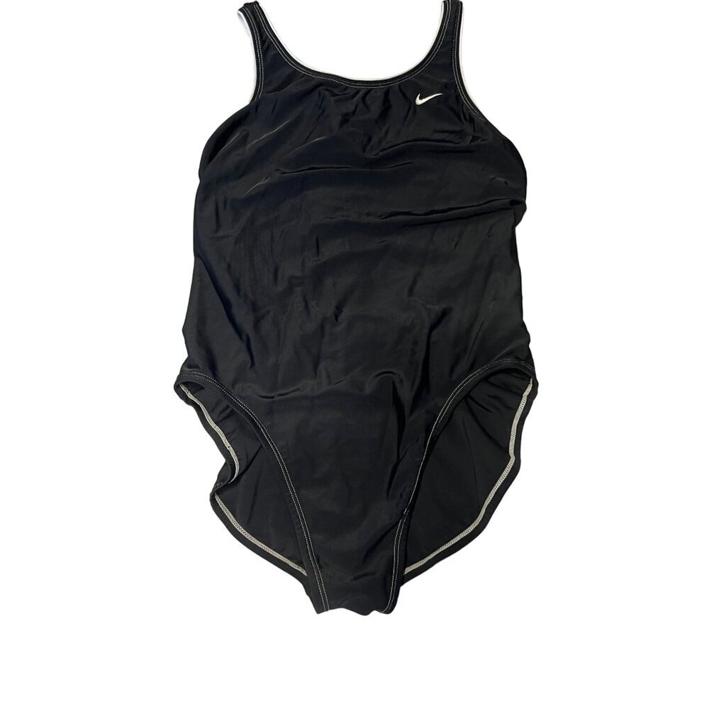 Nike Womens Solid Racerback Women's Size 8 One Piece Black Swimsuit Competition